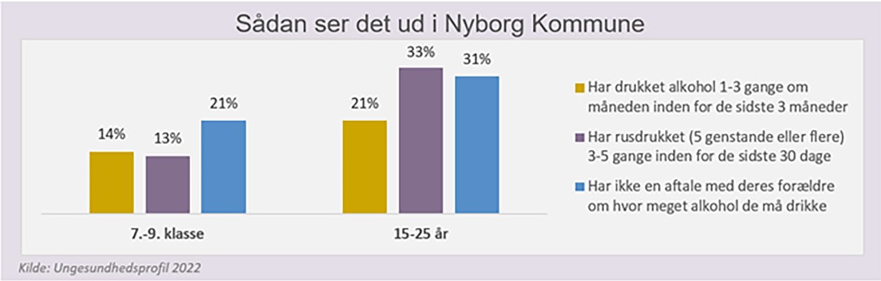 Graf fra den Regionale Sundhedsprofil - alkohol i Nyborg Kommune