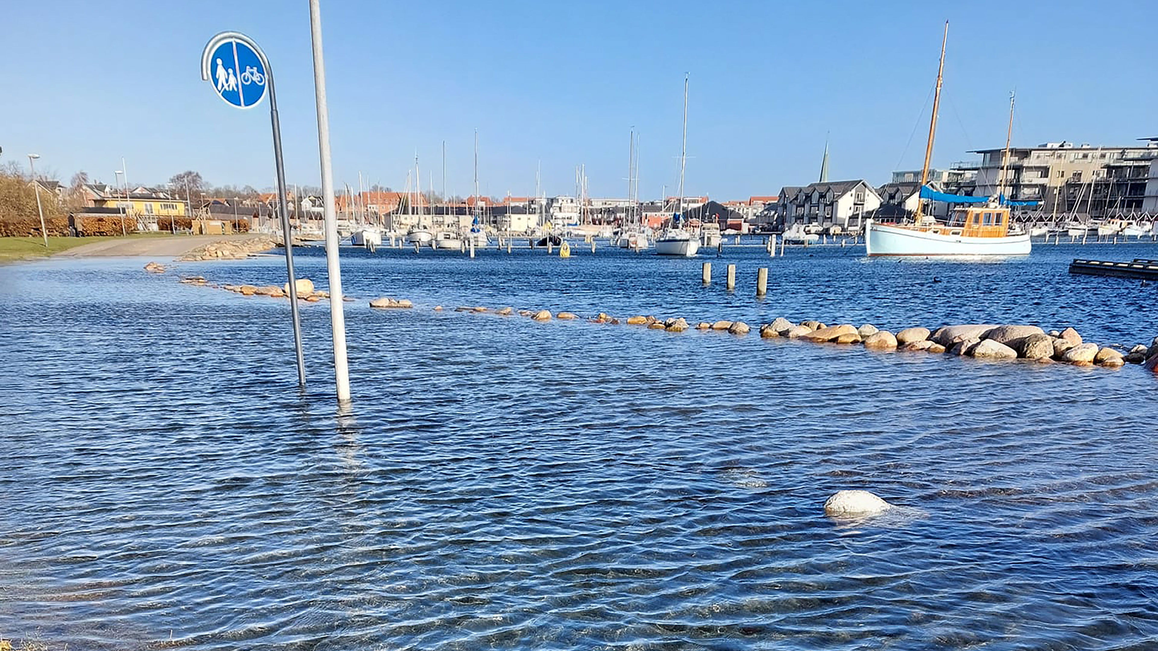 Oversvømmelse i Nyborg Marina