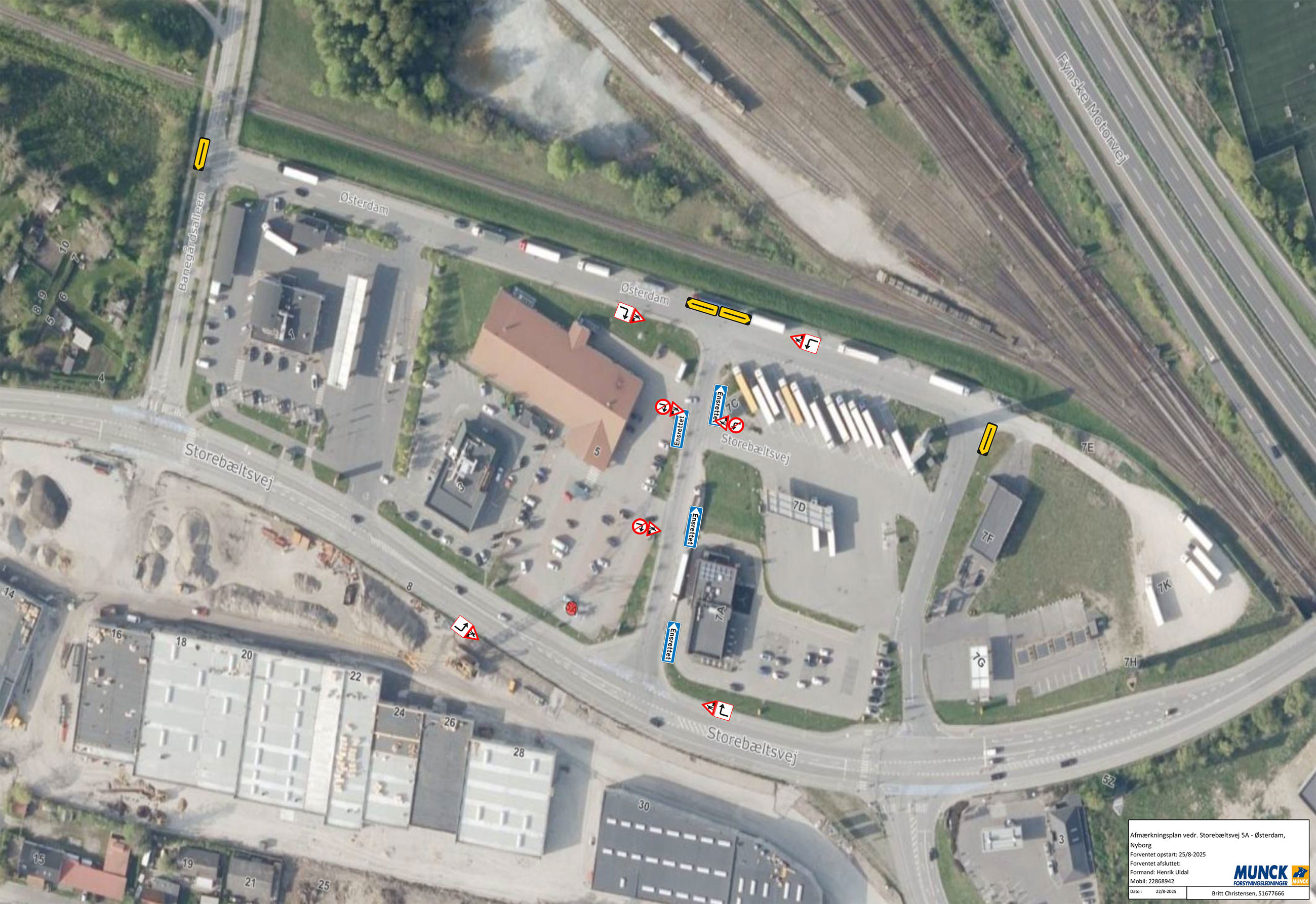 Afmærkningsplan - ensrettet kørsel på Storebæltsvej 5A mod Østerdam