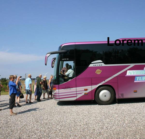 Bus fra Nyborg Rejser der samler folk op i Nyborg
