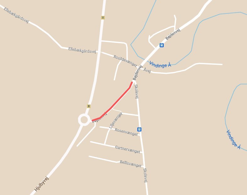 Kort over område ved Bøjdenvej