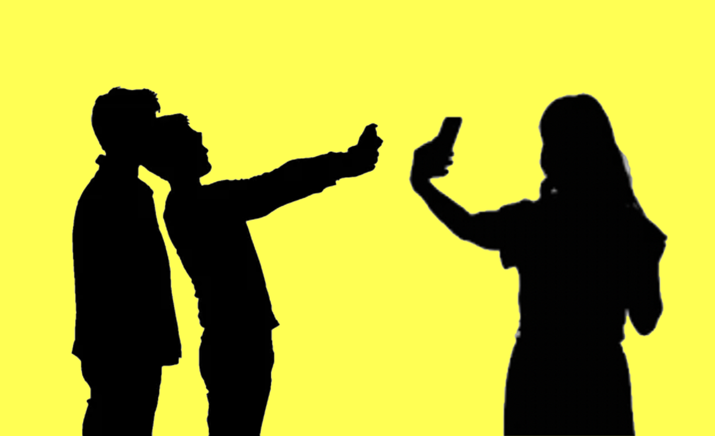 Menneskesilhuetter der tager selfies