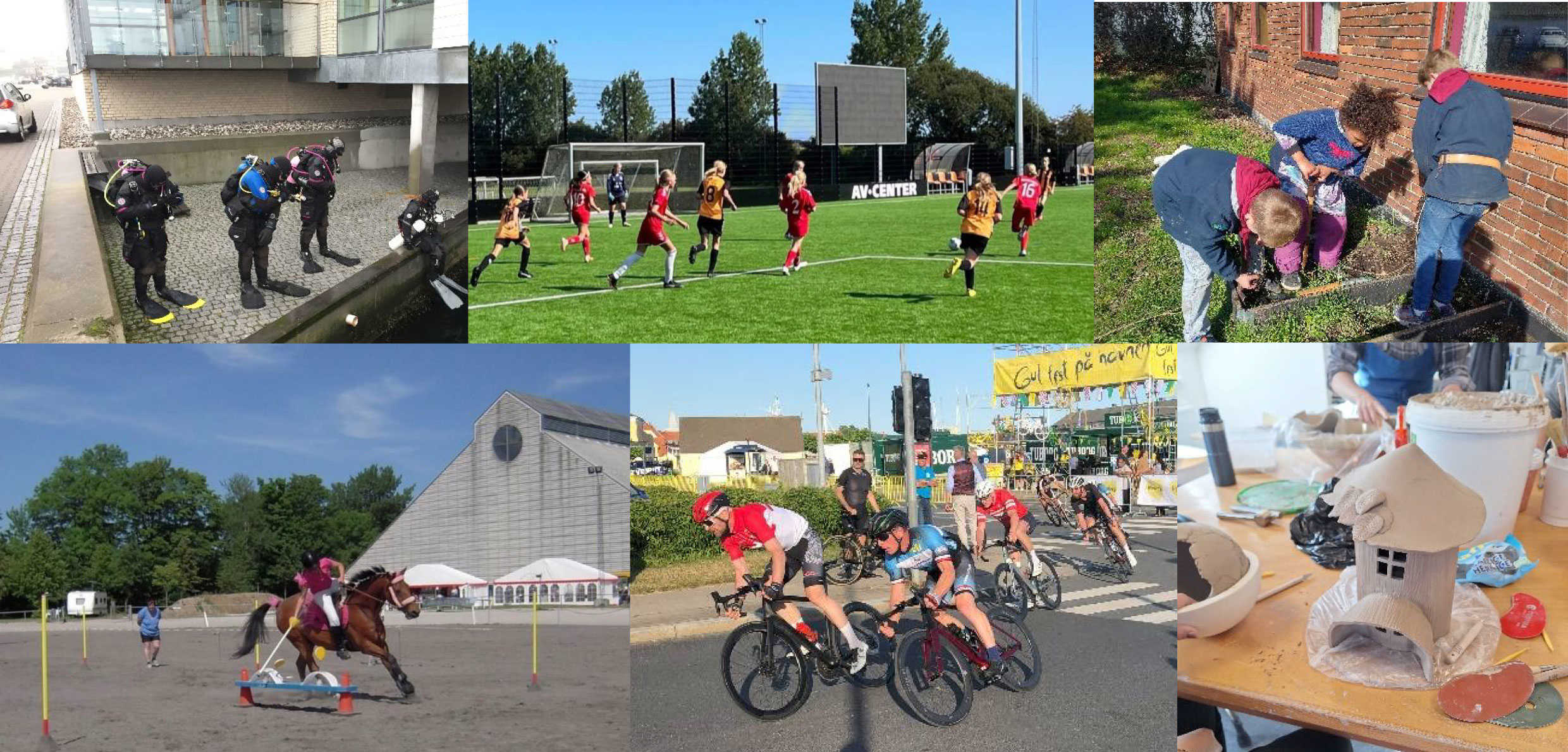 Collage af kultur- og fritidsaktiviteter i Nyborg Kommune