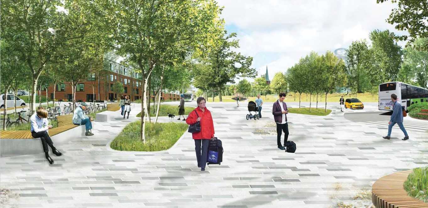 Illustration ved stationsområdet i Nyborg