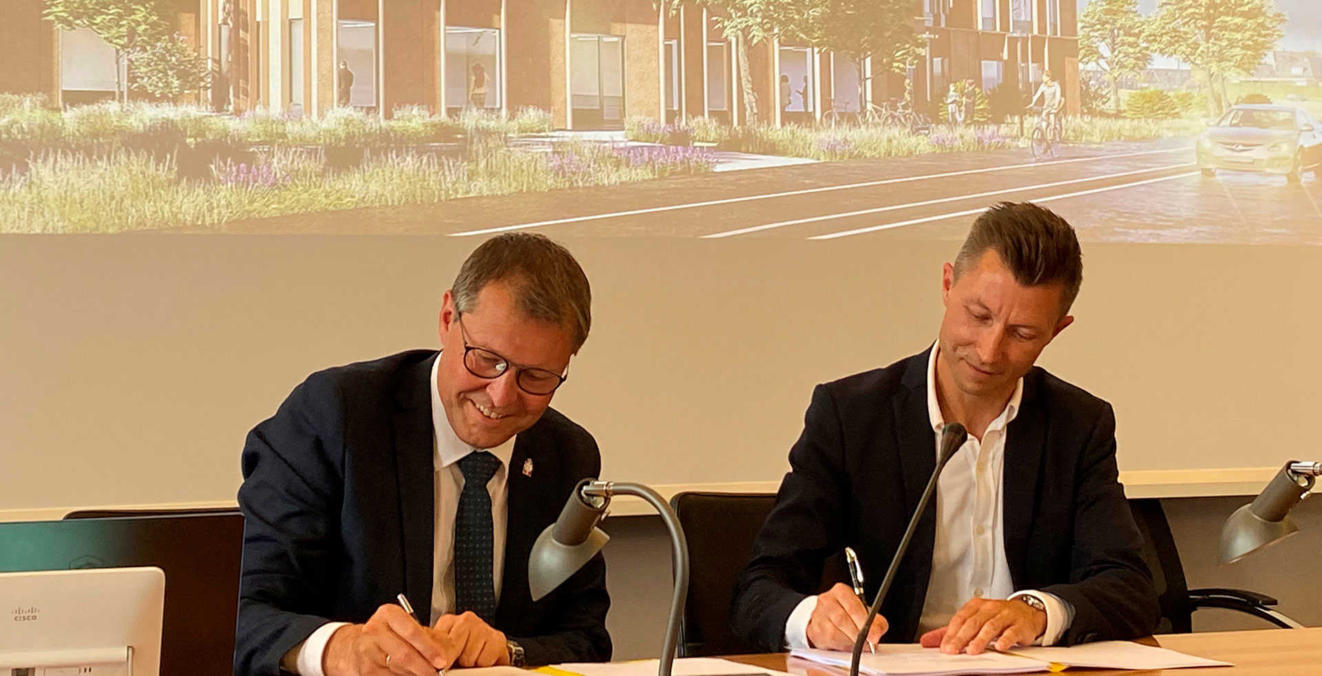 Der underskrives aftale til det kommende Sundhedshus // Foto: Nyborg Kommune