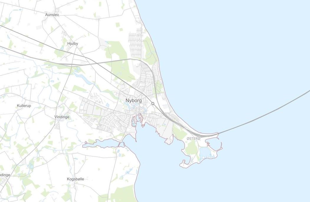 Kort over Nyborg Kommune