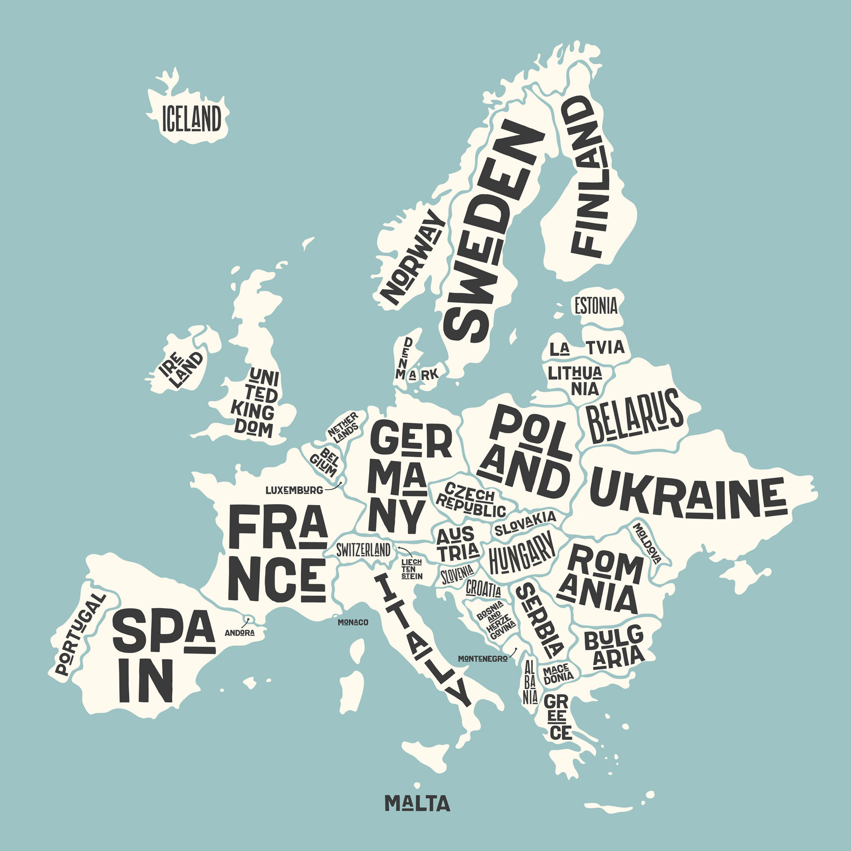 Visuel tegning over rejsedestinationer i Europa