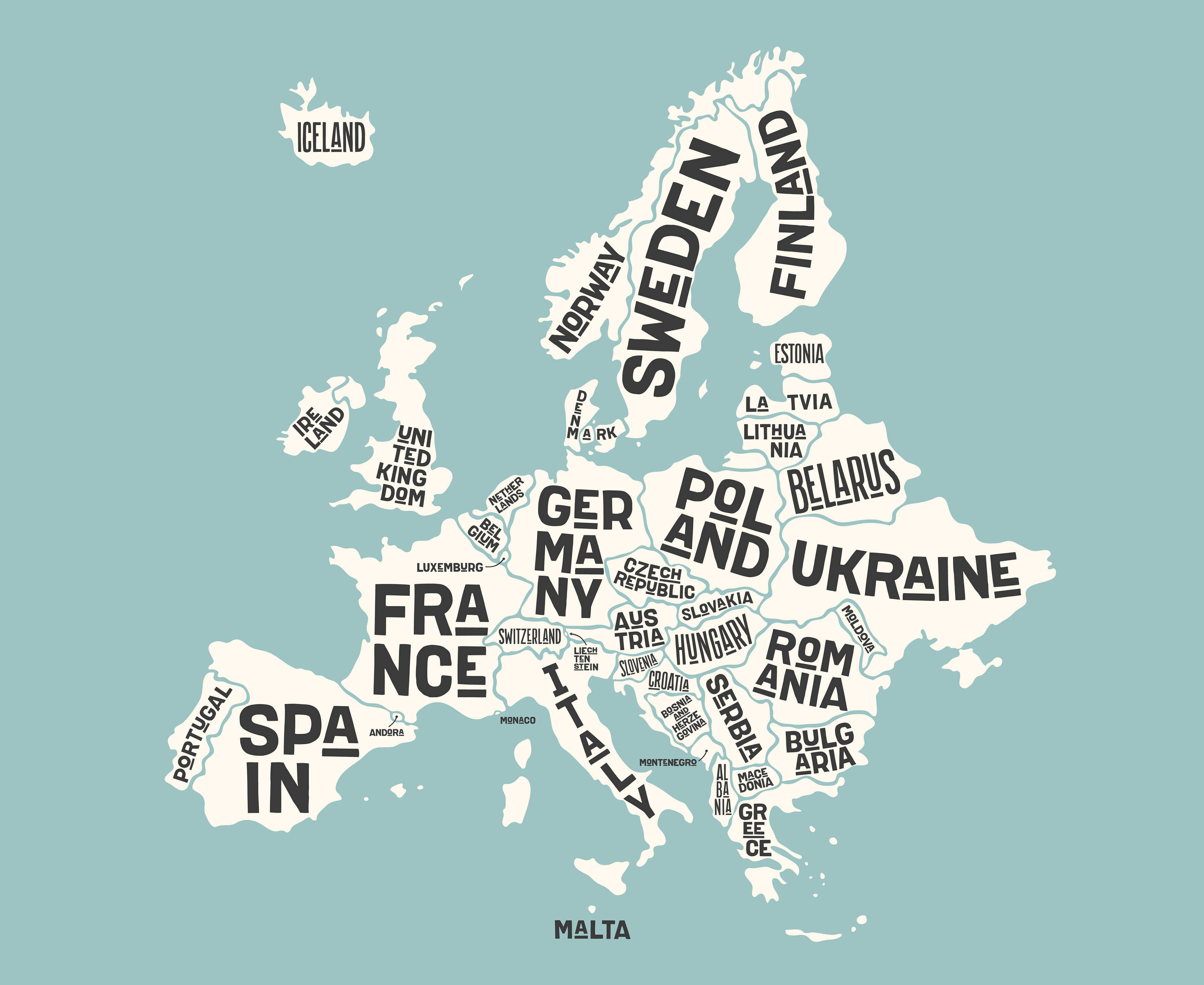 Visuel tegning over rejsedestinationer i Europa