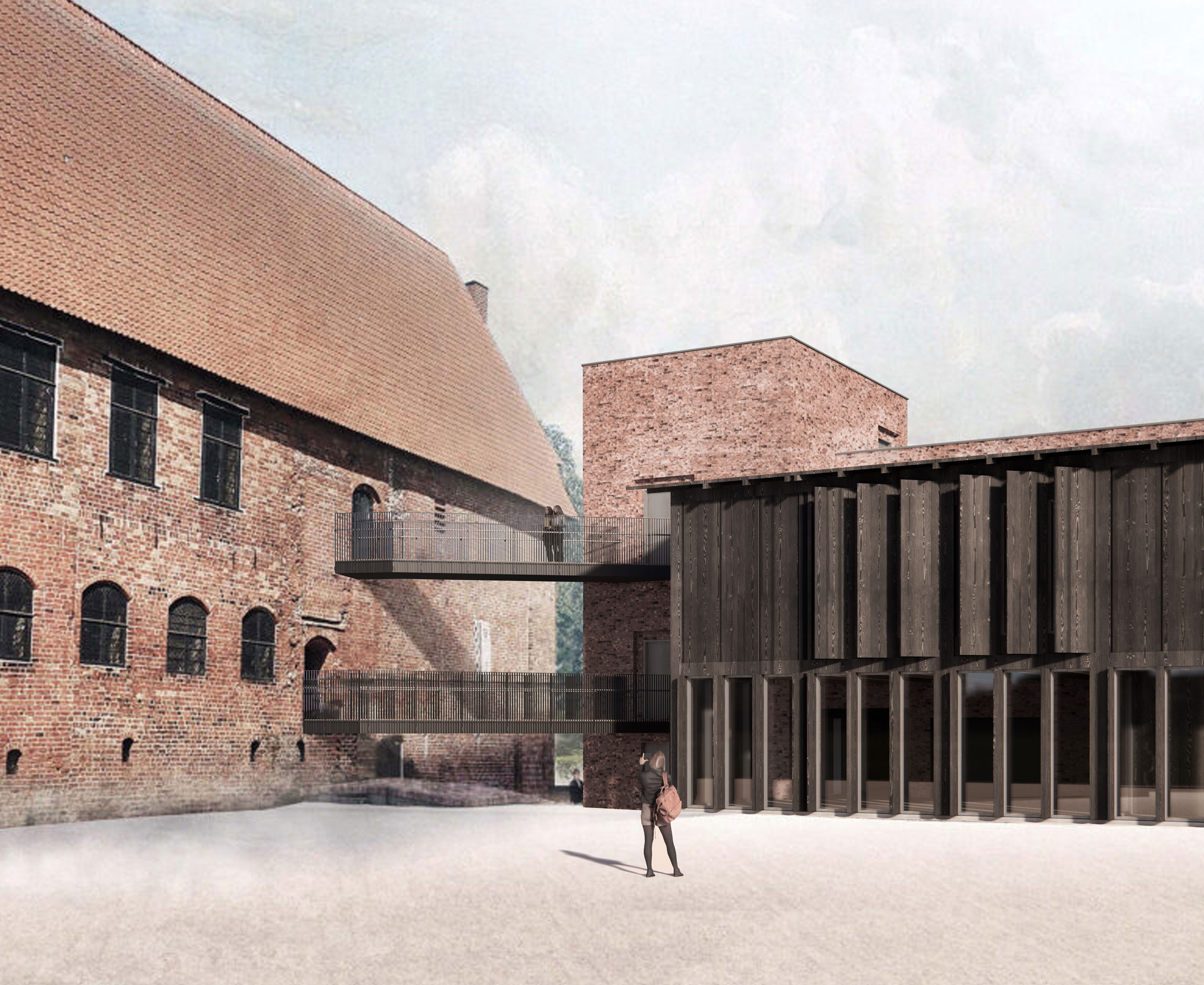 Visualiseringen fra borggården på det nye Nyborg Slot