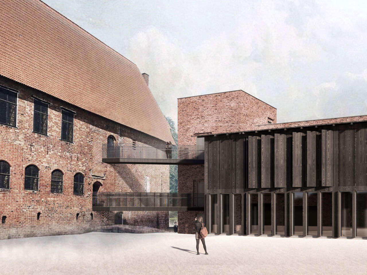Visualiseringen fra borggården på det nye Nyborg Slot
