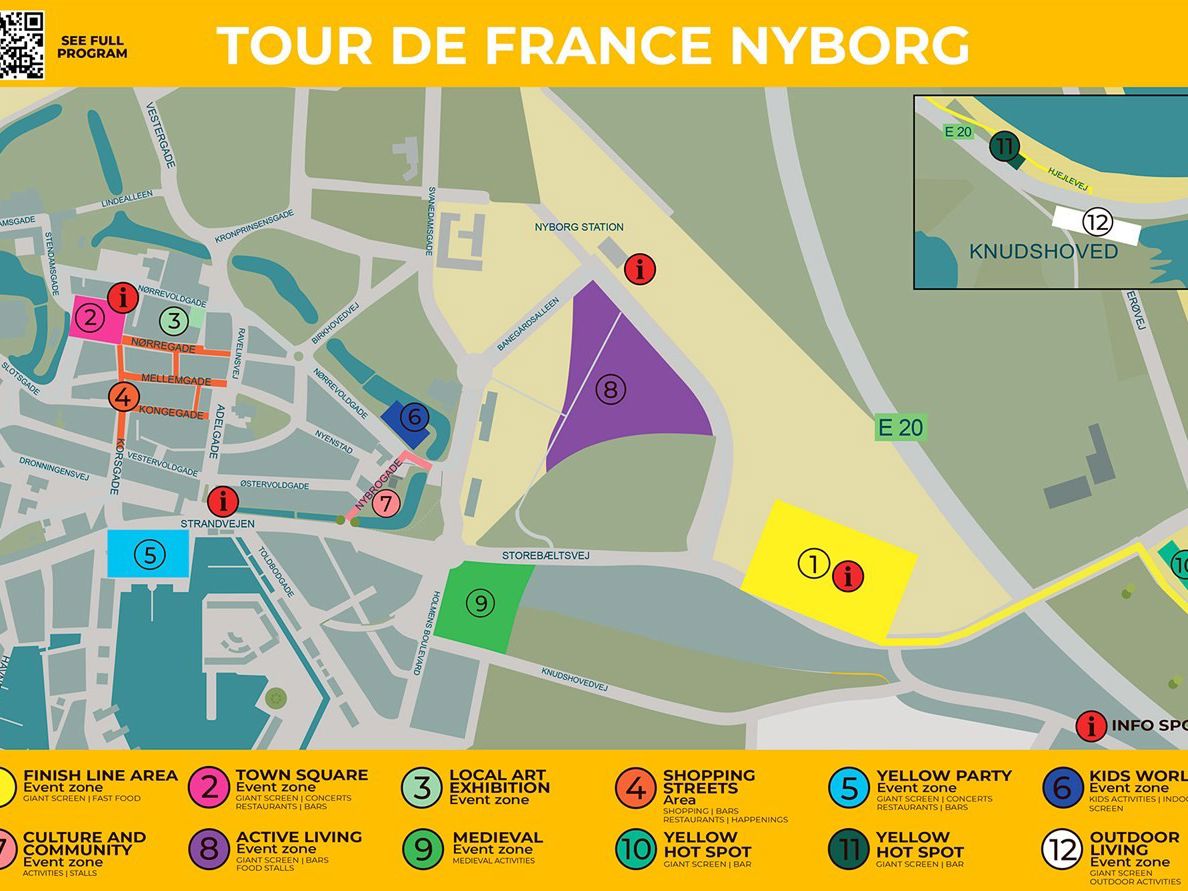 Oversigtskort over eventzoner under TDF