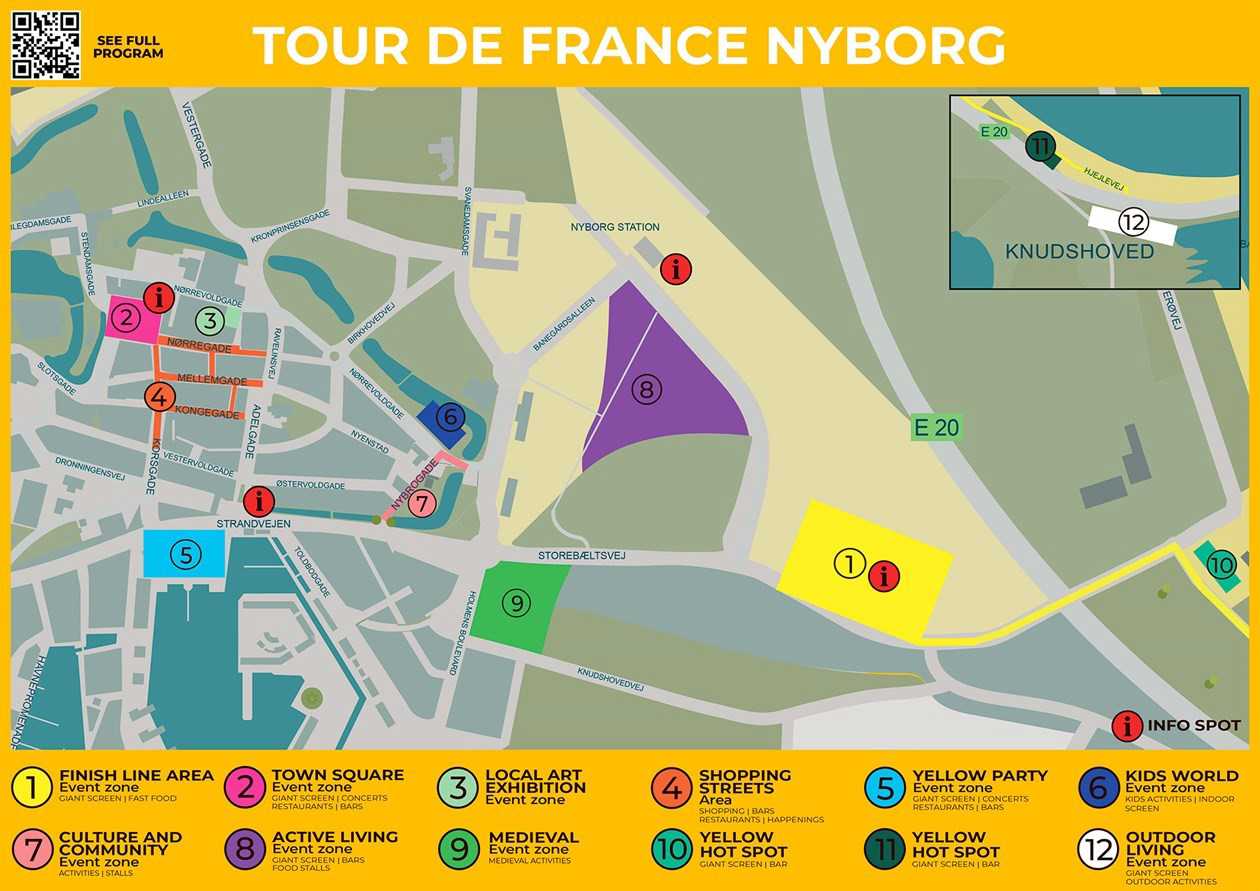 Oversigtskort over eventzoner under TDF