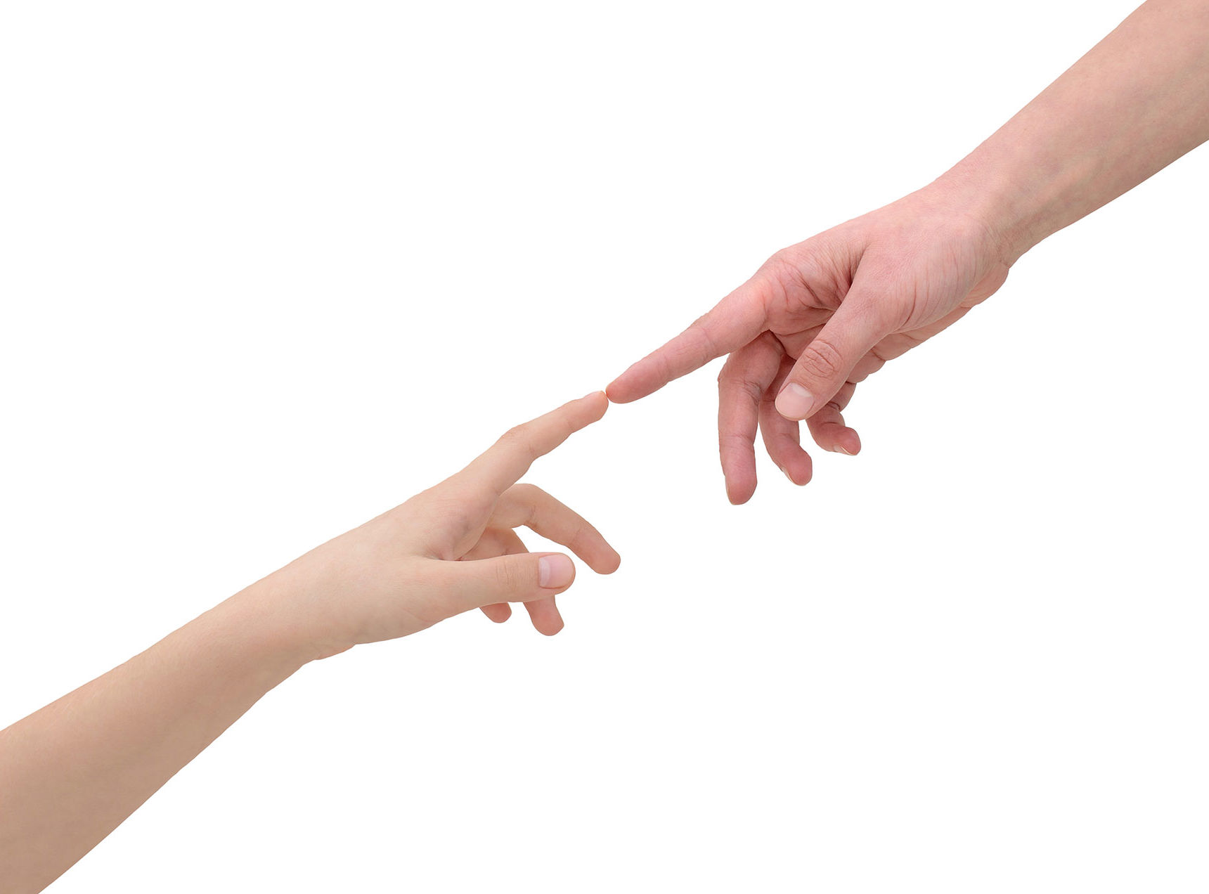 Fingre der rækker ud og rører ved hinanden