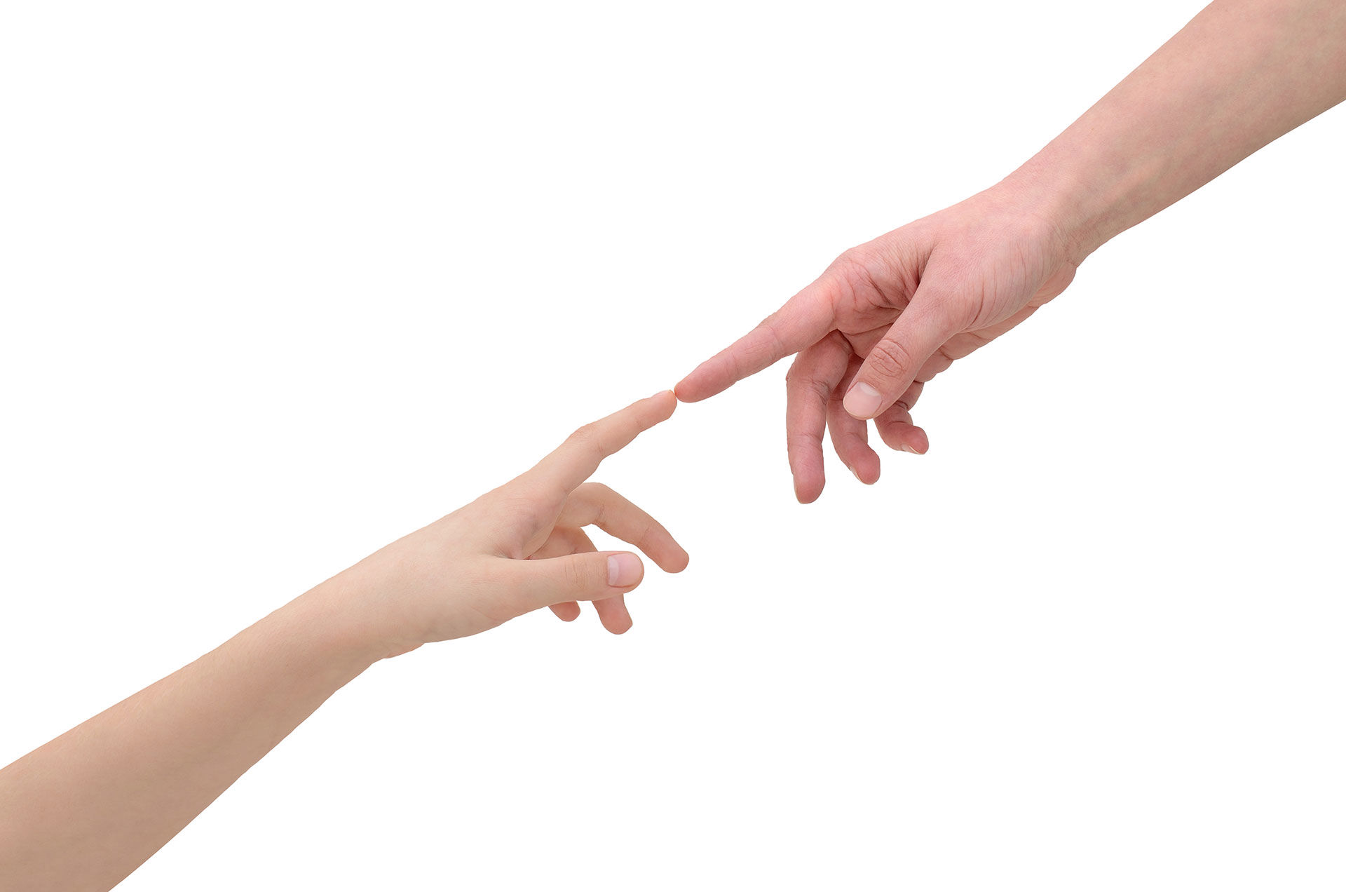 Fingre der rækker ud og rører ved hinanden