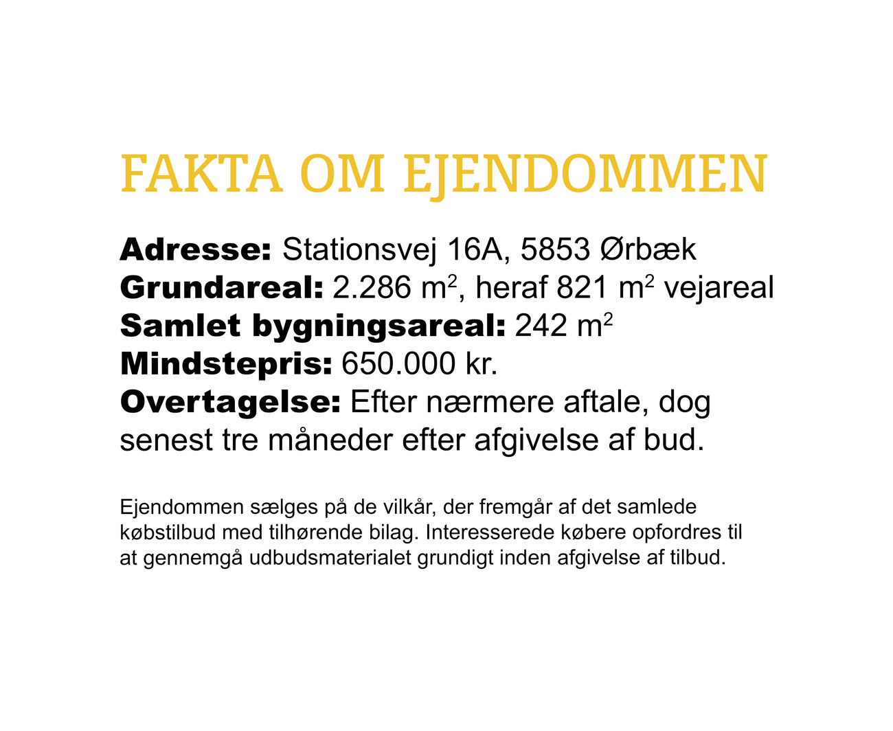 Grafisk boks med fakta om ejendommen