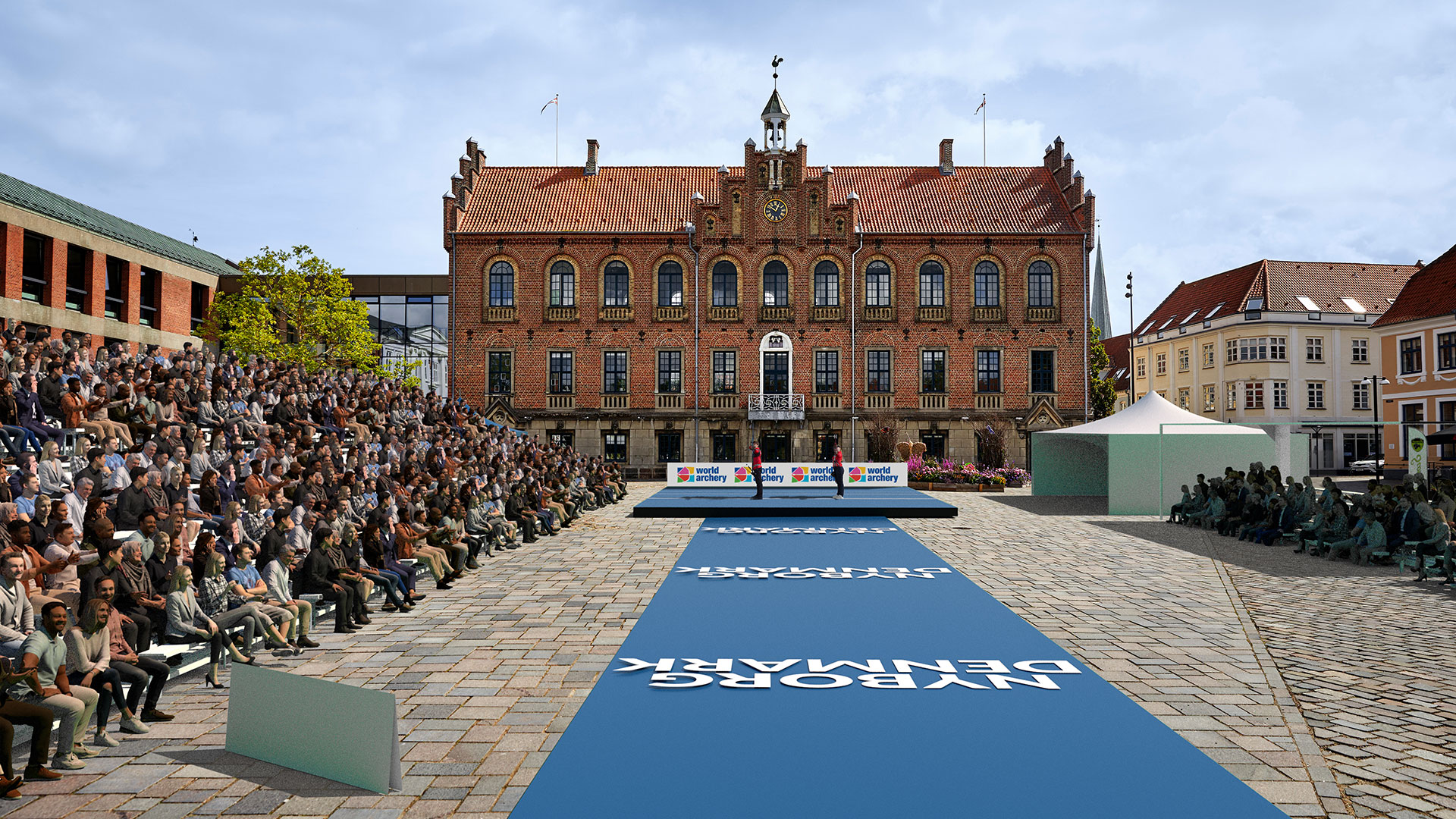 Visualisering af bueskydning på Torvet i Nyborg