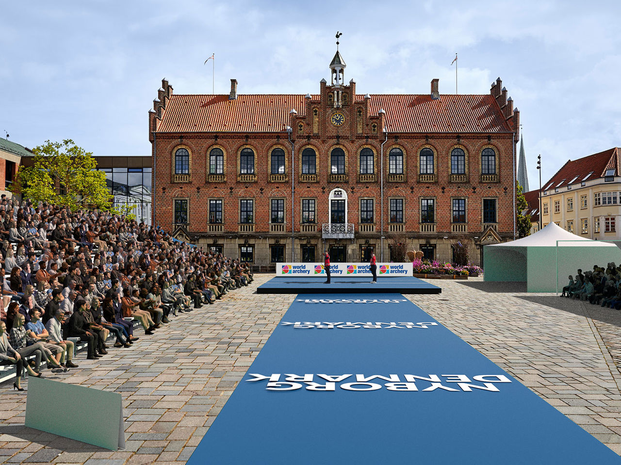 Visualisering af bueskydning på Torvet i Nyborg