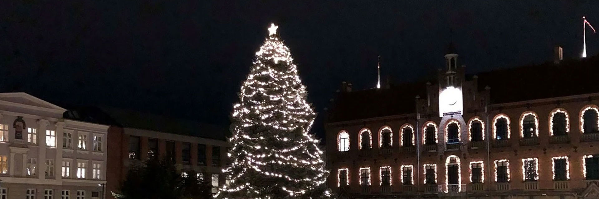 Det store juletræ med lys på Torvet