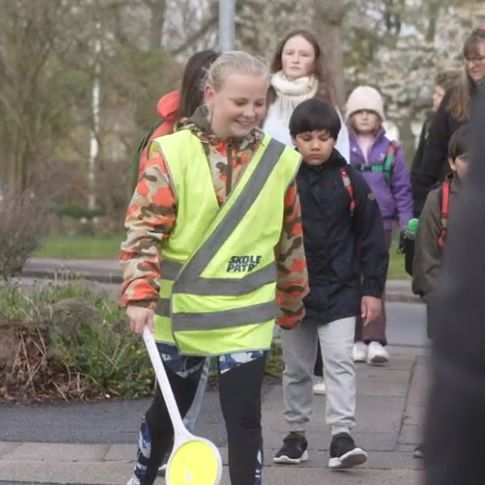 Børn der er på skolepatrulje