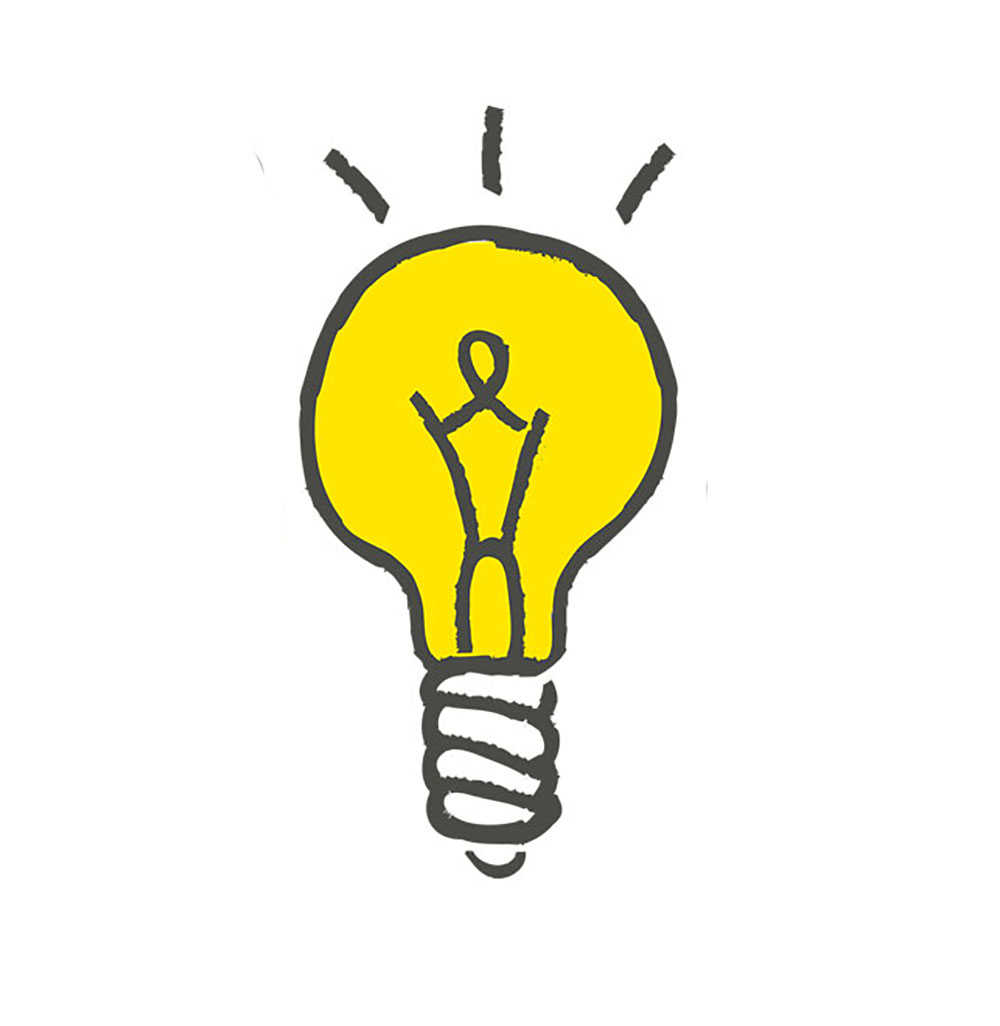 Tegning af en pære som idé