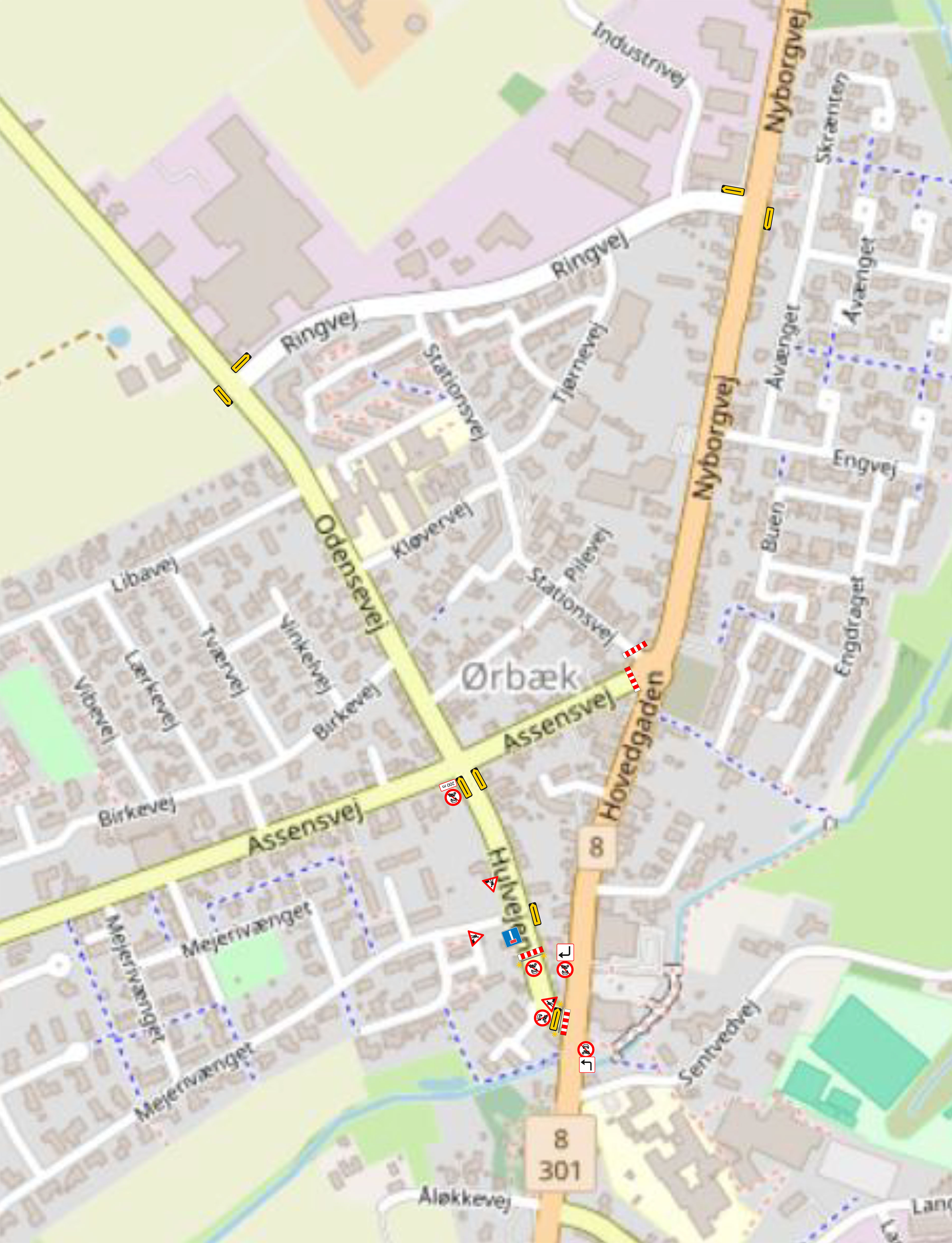 Afspærringsplan Hulvejen 4 til Hovedgaden i Ørbæk