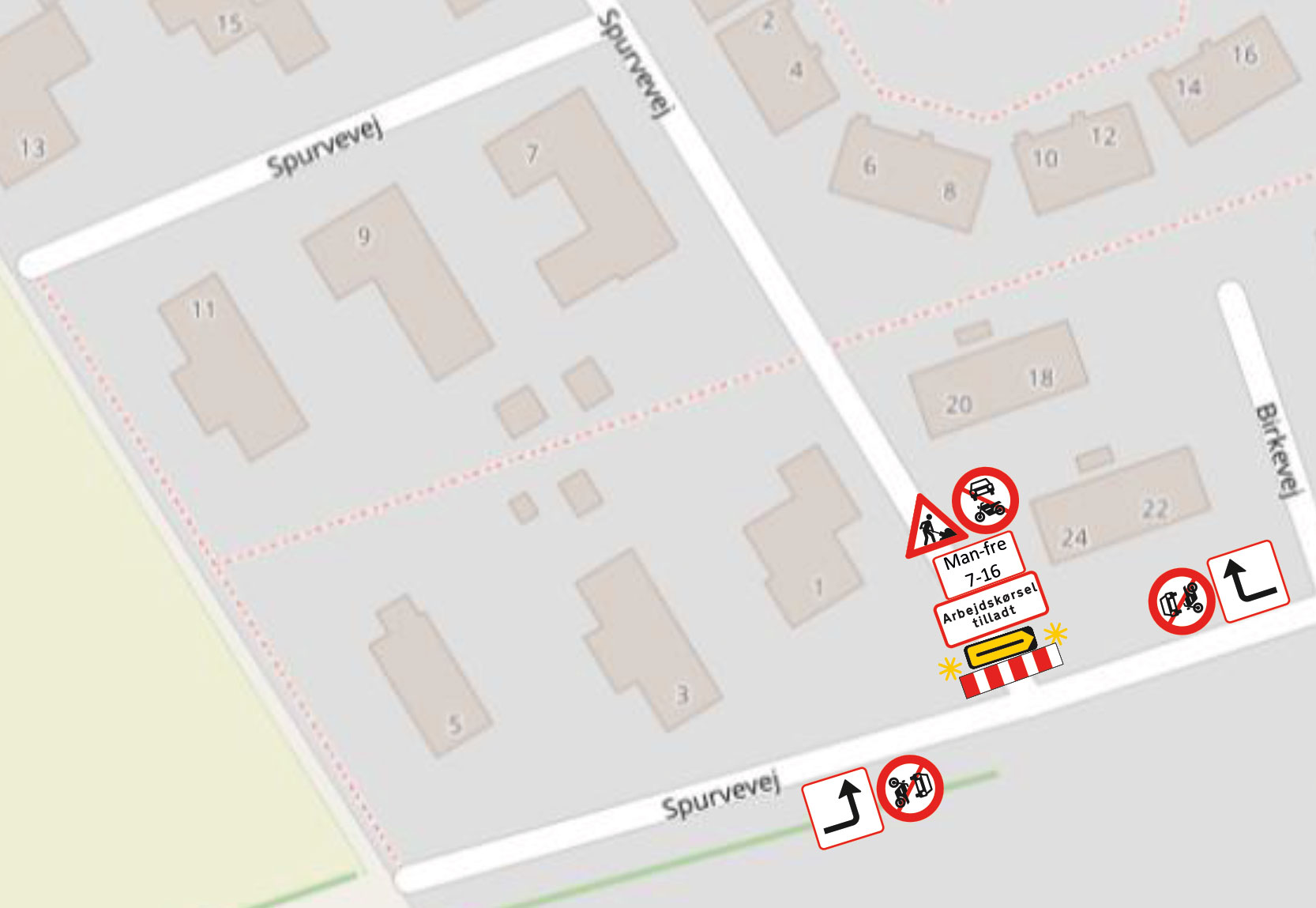 Afspærringsplan Spurvevej 1-70, Ørbæk