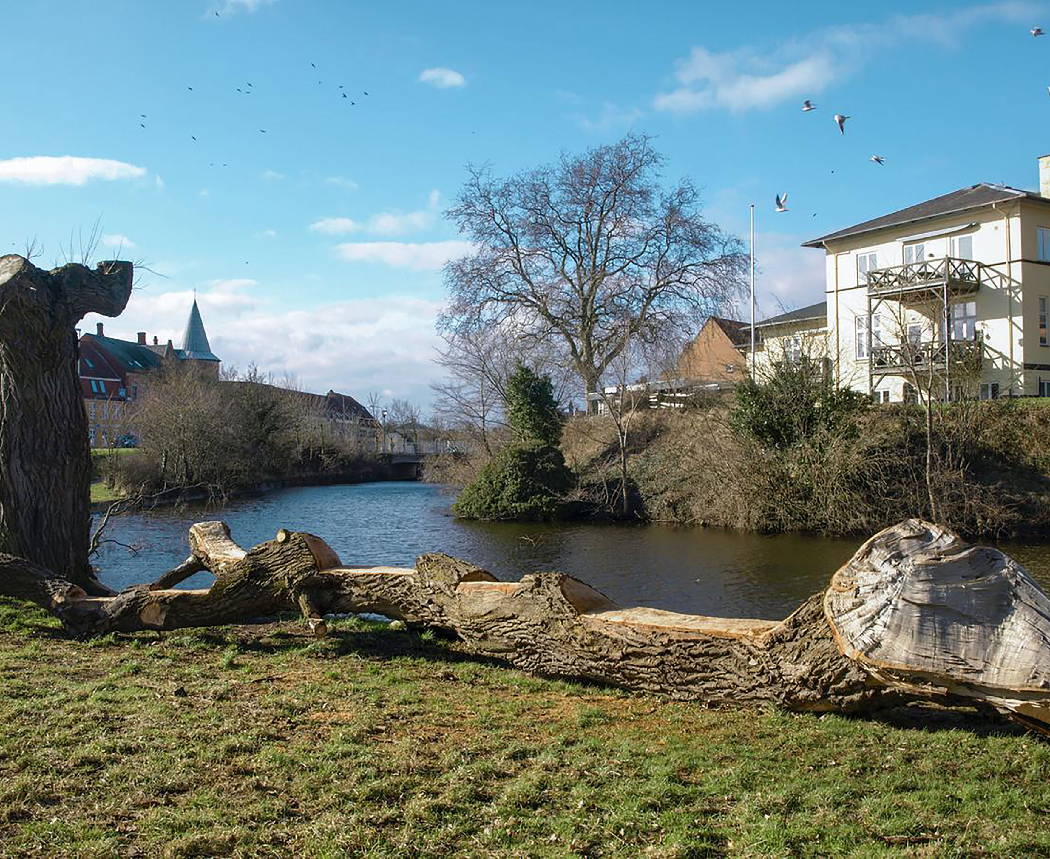 Kig over voldgraven nær havnen