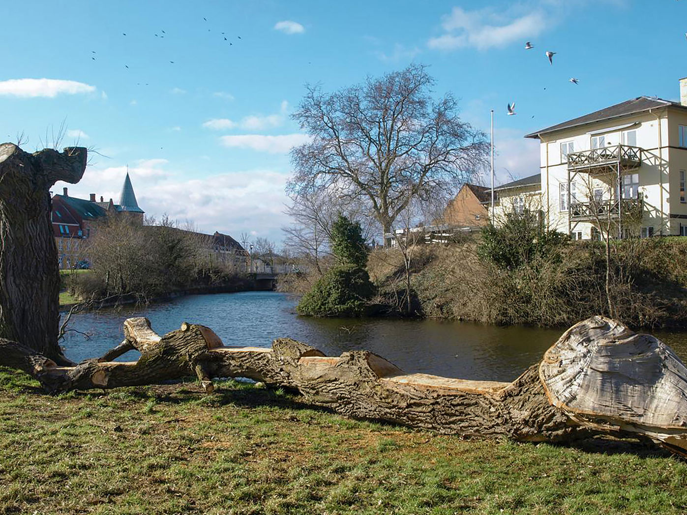Kig over voldgraven nær havnen