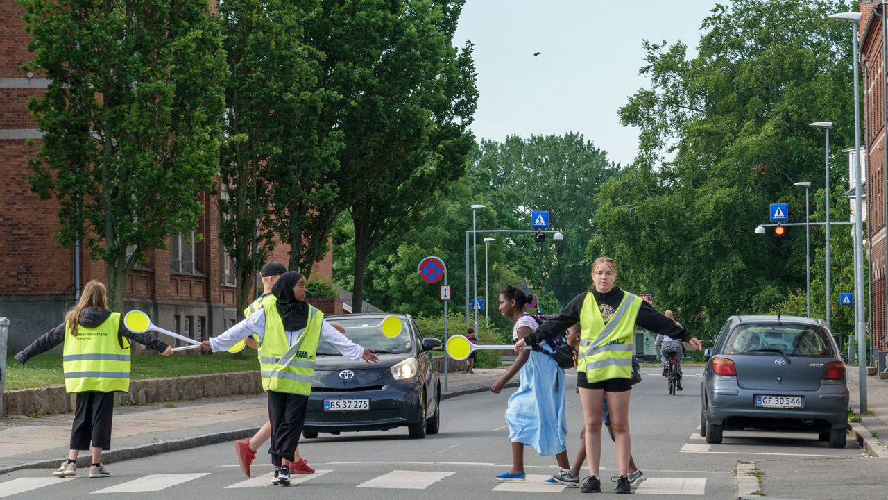 Skolepatrulje ved Birkhoveskolen i Nyborg