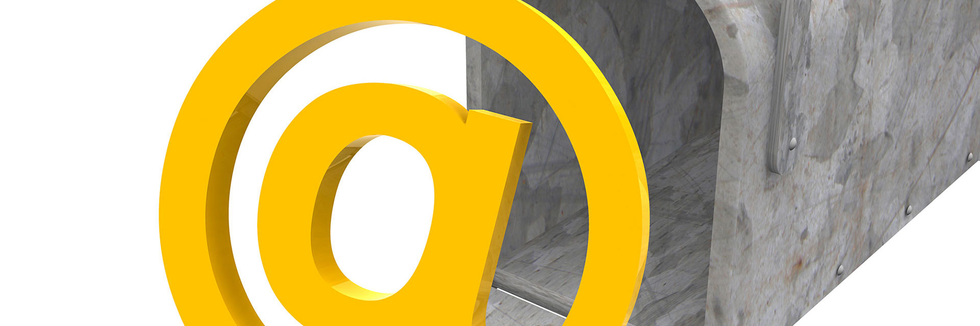 Tegning af en postkasse med et @ foran