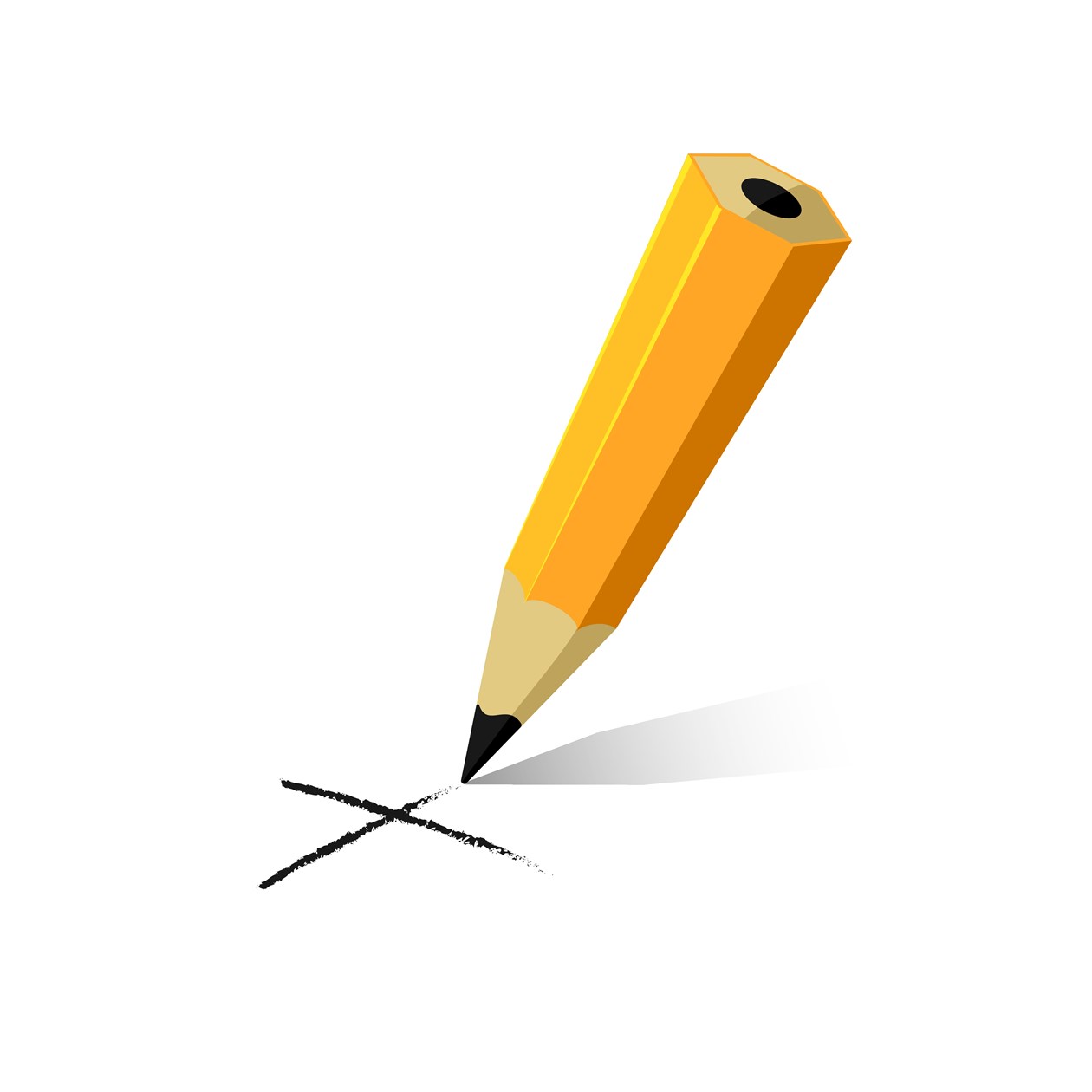 En gul blyant der sætter et kryds
