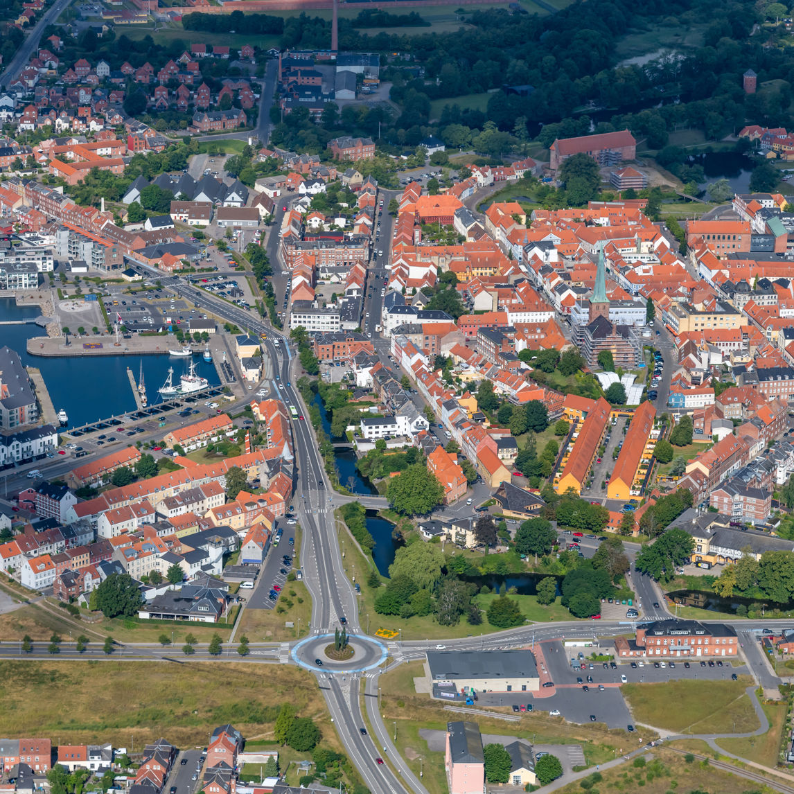 Luftfoto over Nyborg indre by