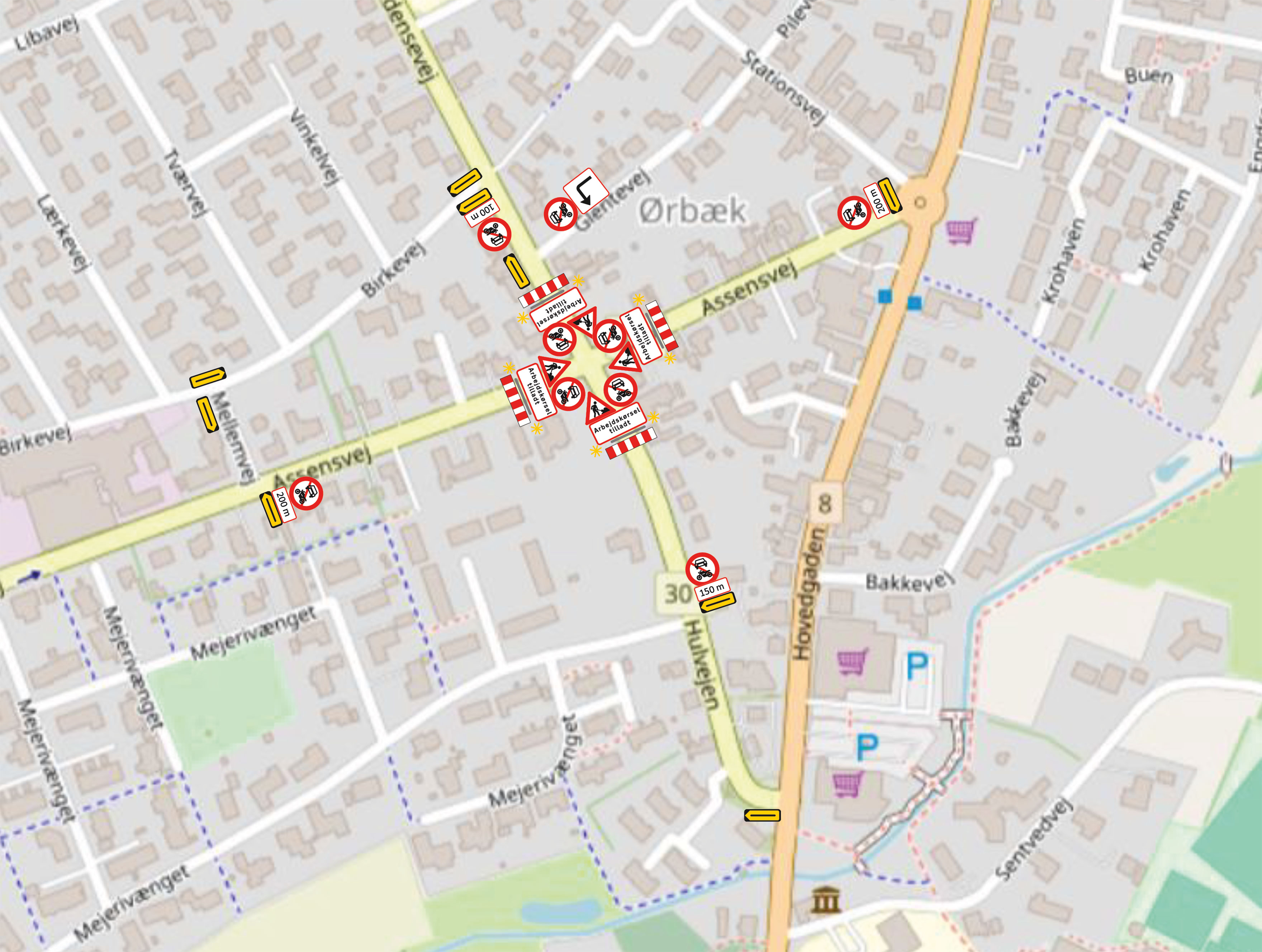 Afspærringsplan Assensvej, Hulvejen og Odensevej i Ørbæk