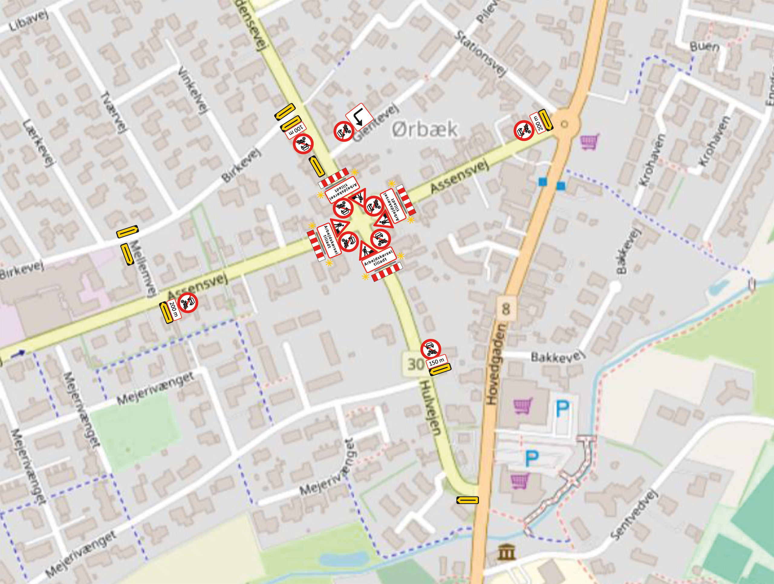 Afspærringsplan Assensvej, Hulvejen og Odensevej i Ørbæk